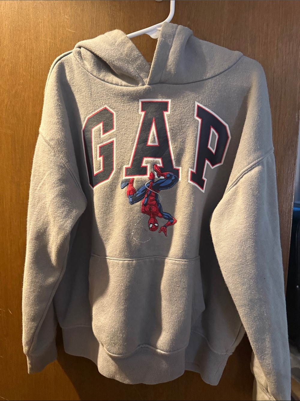 GAP Beige Crewneck Hoodie with Spider-Man Graphic